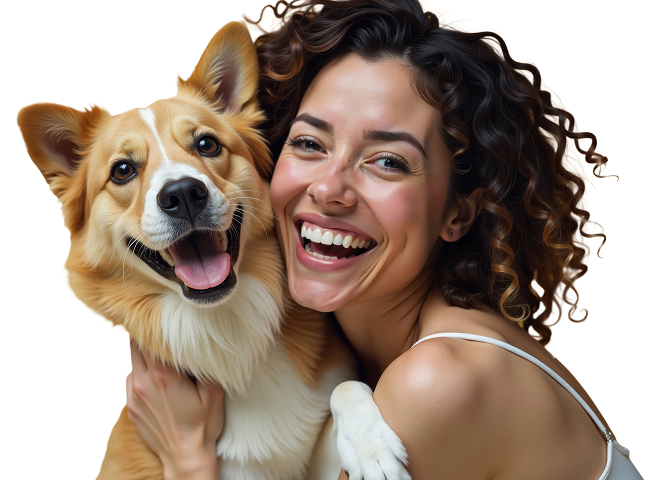 Clean Australian backyard with happy dog